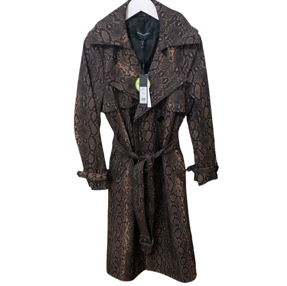 BcbgMaxazria Brown Black Python Snakeskin Trench … - image 6